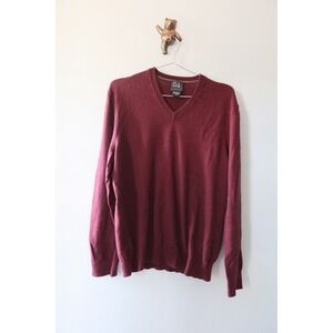 Jos. A. Bank Traveler Men's Merino Wool V-Neck Sweater Burgundy L